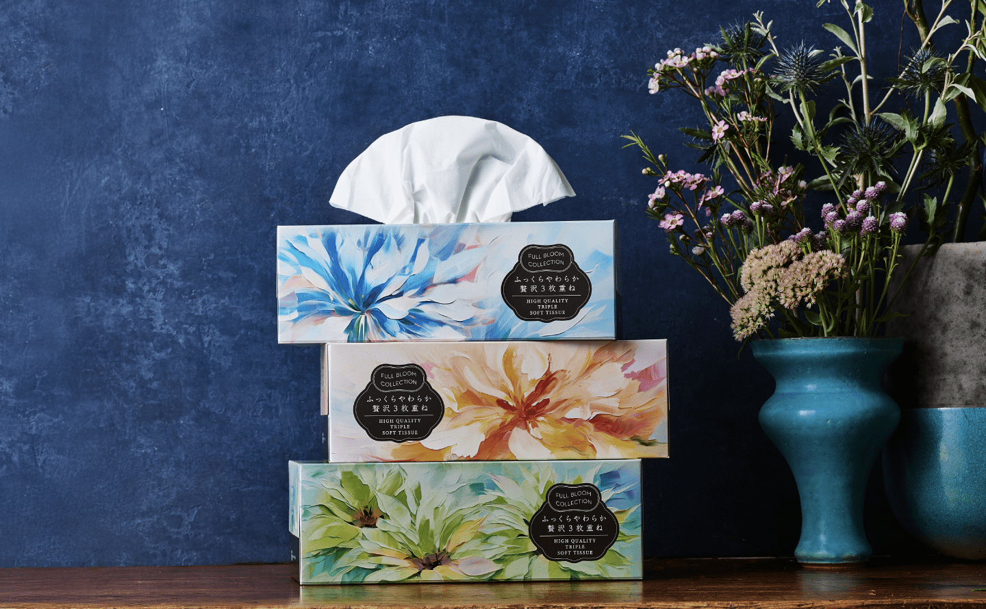 FULL BLOOM COLLECTION ふっくらやわらか贅沢3枚重ね BOX全3柄デザイン